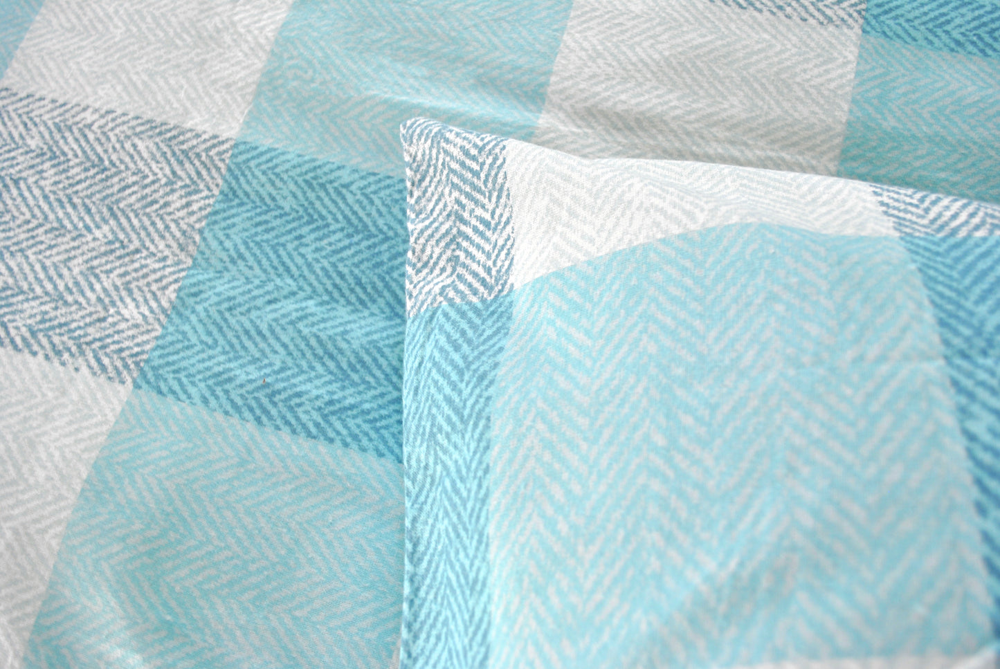 Bettwäsche - Biber - 100% Baumwolle 135x200 cm "Classic squares - blue"
