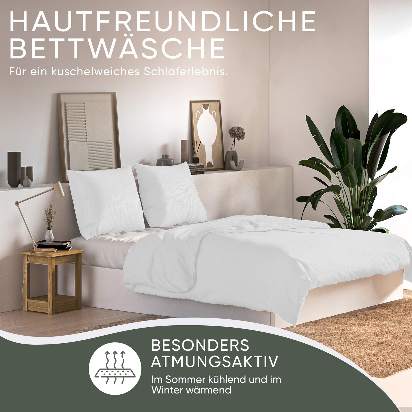 jilda-tex Bio-Bettwäsche Musselin Medina 100% Bio-Baumwolle Knitterlook Bügelfrei Uni Made in Green