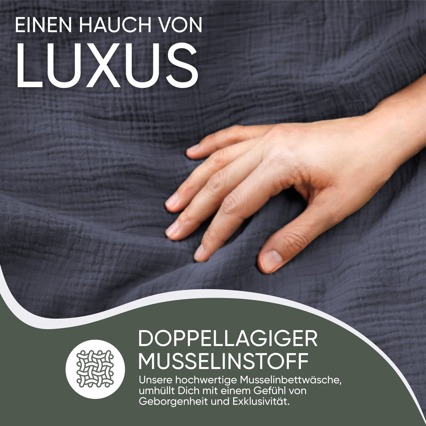 jilda-tex Bio-Bettwäsche Musselin Medina 100% Bio-Baumwolle Knitterlook Bügelfrei Uni Made in Green