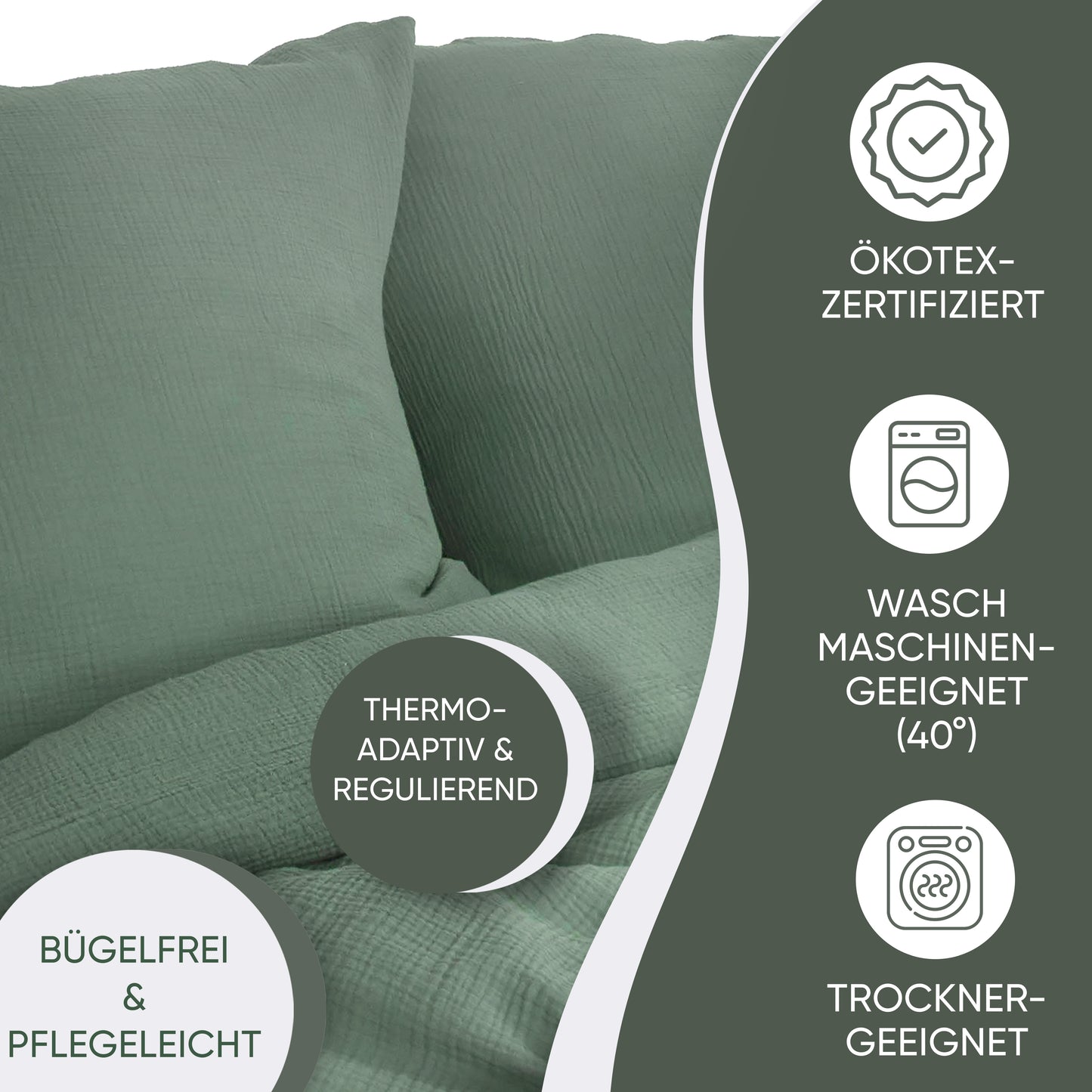 jilda-tex Bio-Bettwäsche Musselin Medina 100% Bio-Baumwolle Knitterlook Bügelfrei Uni Made in Green