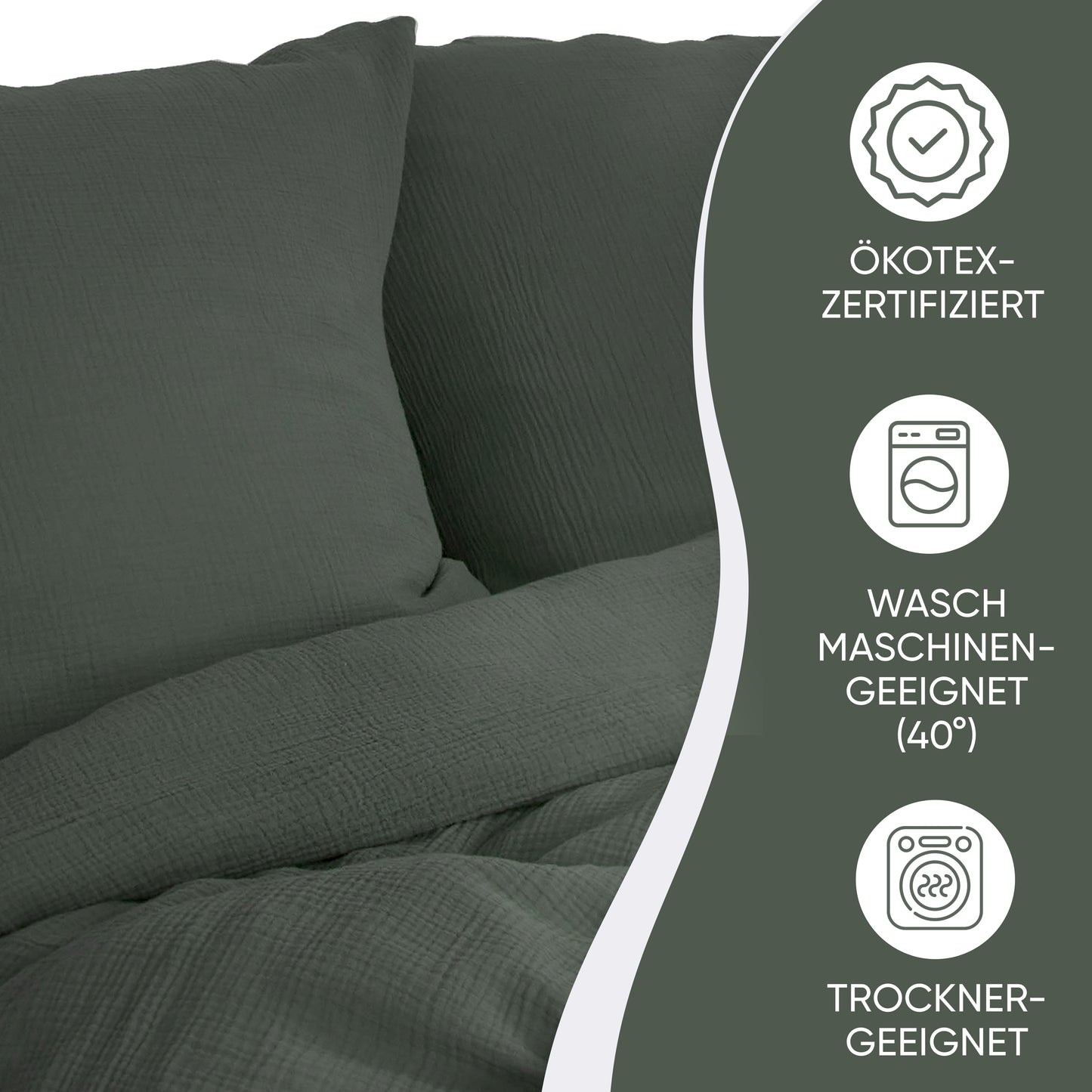 jilda-tex Bio-Bettwäsche Musselin Medina 100% Bio-Baumwolle Knitterlook Bügelfrei Uni Made in Green