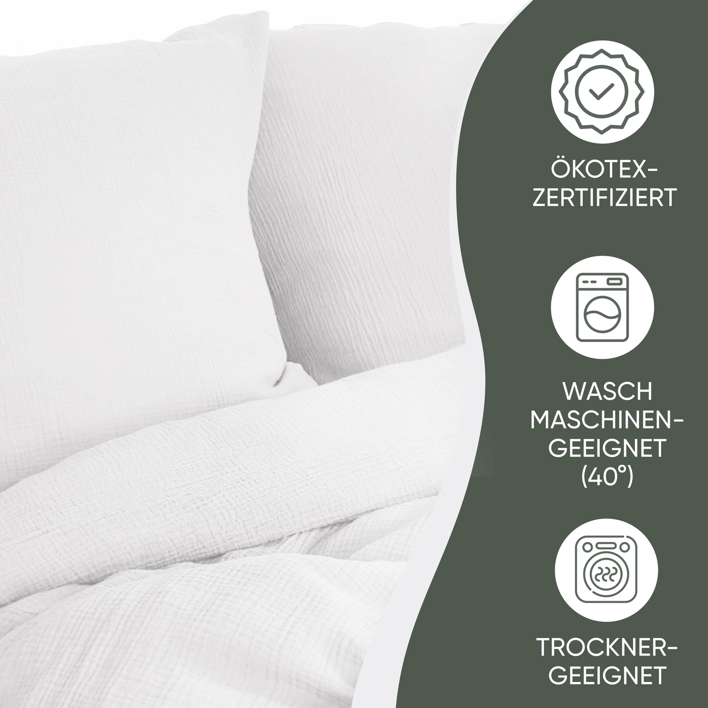 jilda-tex Bio-Bettwäsche Musselin Medina 100% Bio-Baumwolle Knitterlook Bügelfrei Uni Made in Green