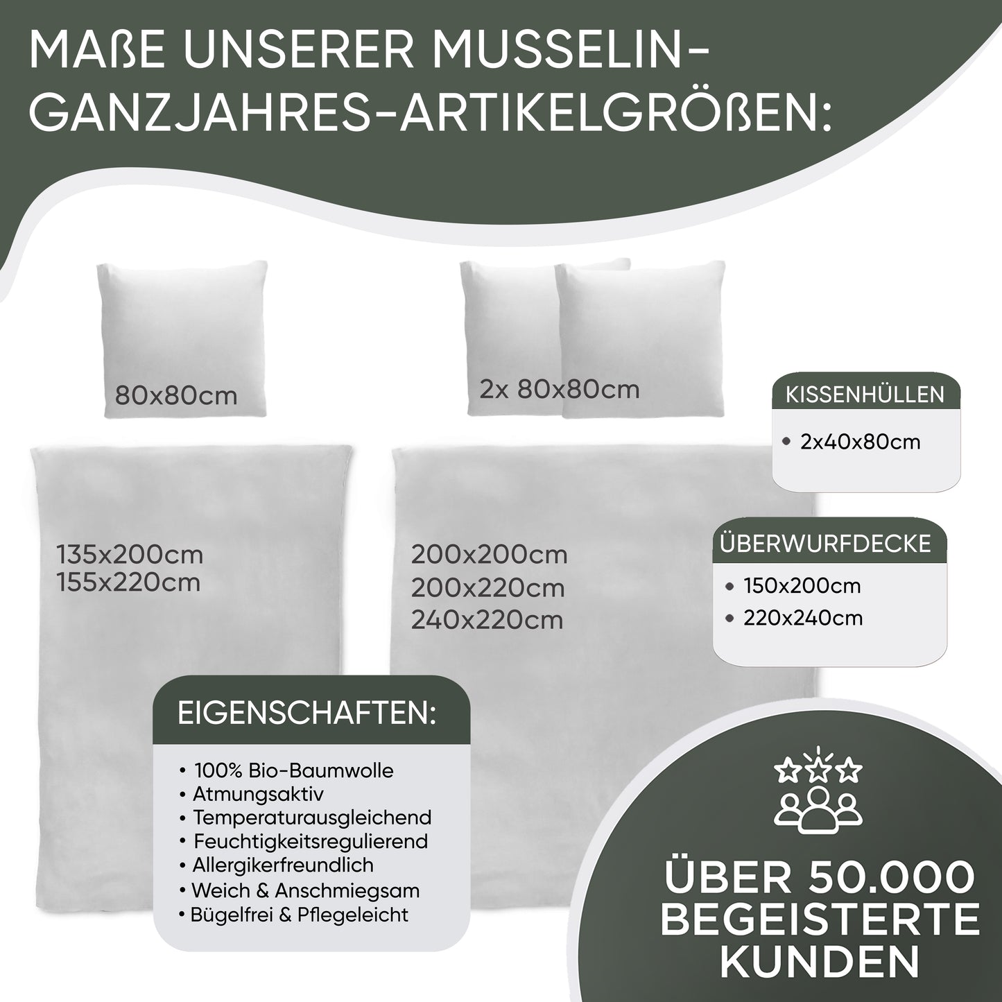 jilda-tex Bio-Bettwäsche Musselin Medina 100% Bio-Baumwolle Knitterlook Bügelfrei Uni Made in Green