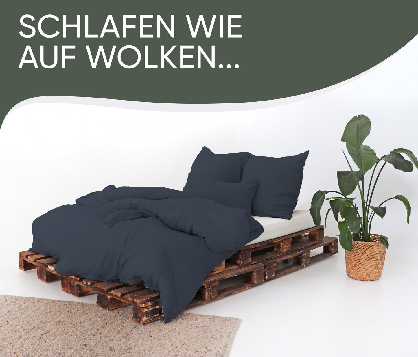 jilda-tex Bio-Bettwäsche Musselin Medina 100% Bio-Baumwolle Knitterlook Bügelfrei Uni Made in Green