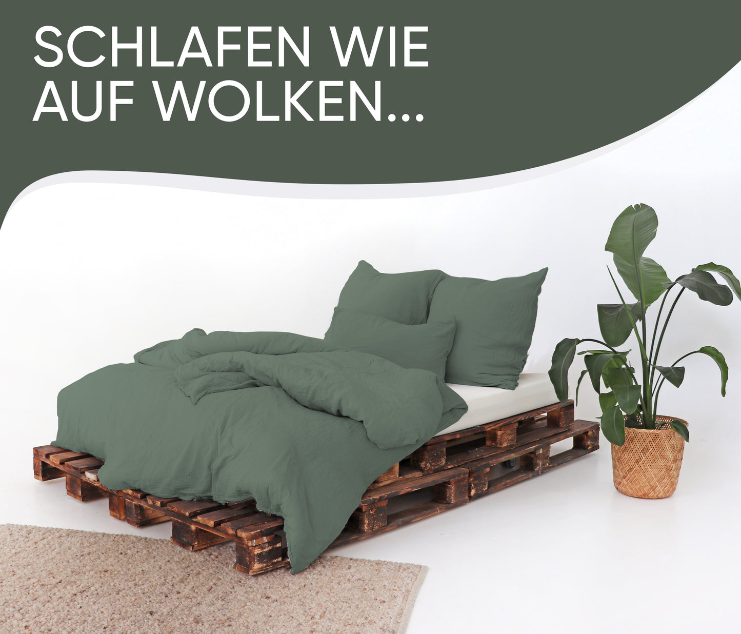 jilda-tex Bio-Bettwäsche Musselin Medina 100% Bio-Baumwolle Knitterlook Bügelfrei Uni Made in Green