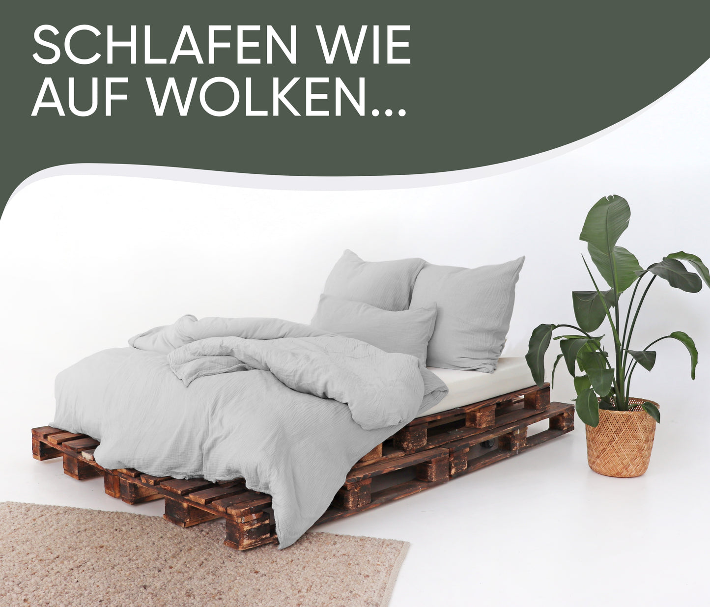 jilda-tex Bio-Bettwäsche Musselin Medina 100% Bio-Baumwolle Knitterlook Bügelfrei Uni Made in Green