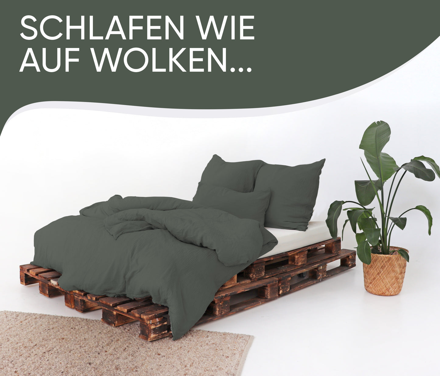 jilda-tex Bio-Bettwäsche Musselin Medina 100% Bio-Baumwolle Knitterlook Bügelfrei Uni Made in Green