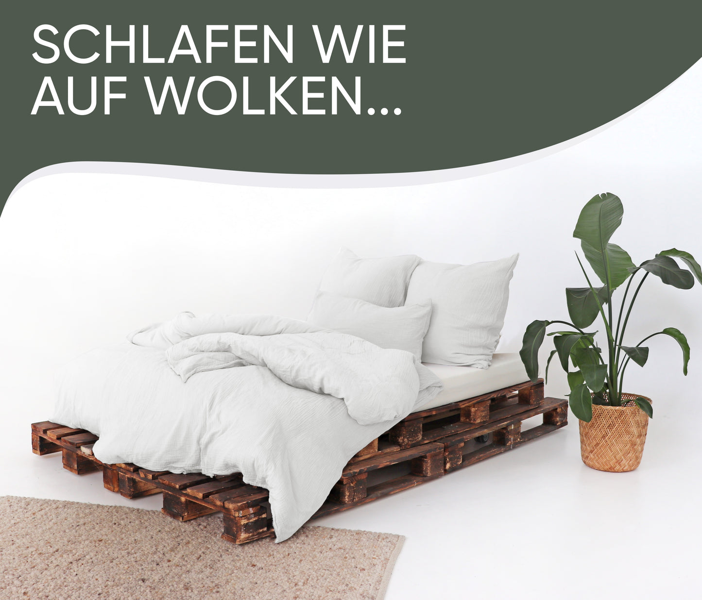 jilda-tex Bio-Bettwäsche Musselin Medina 100% Bio-Baumwolle Knitterlook Bügelfrei Uni Made in Green