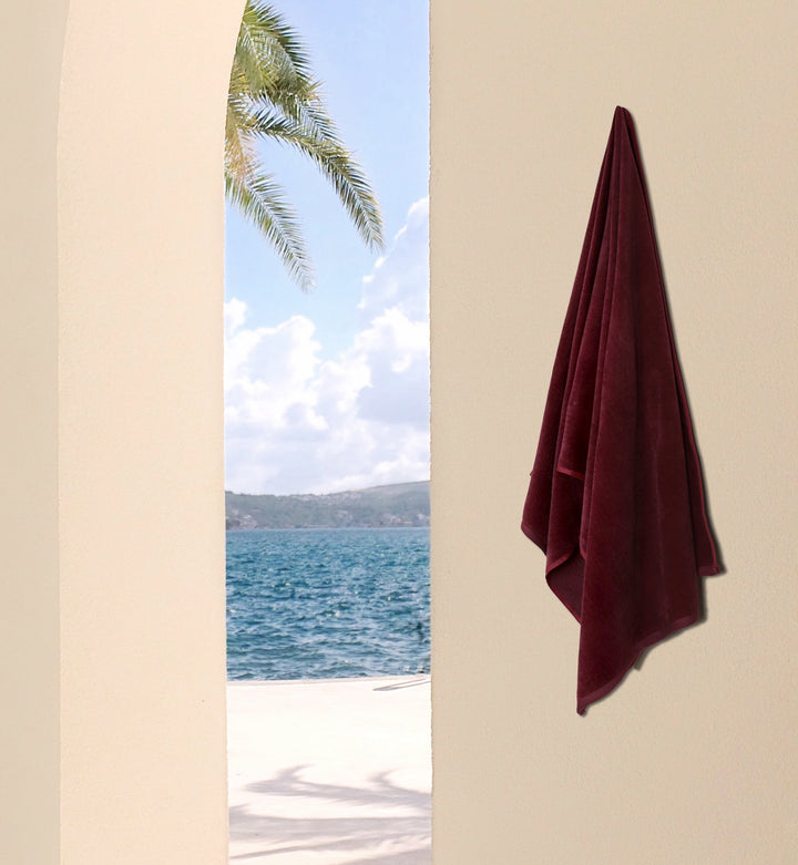 jilda-tex Uni-Strandtuch 100% Bio-Baumwolle 80x180 cm Badetuch Strandlaken Handtuch (Rot)