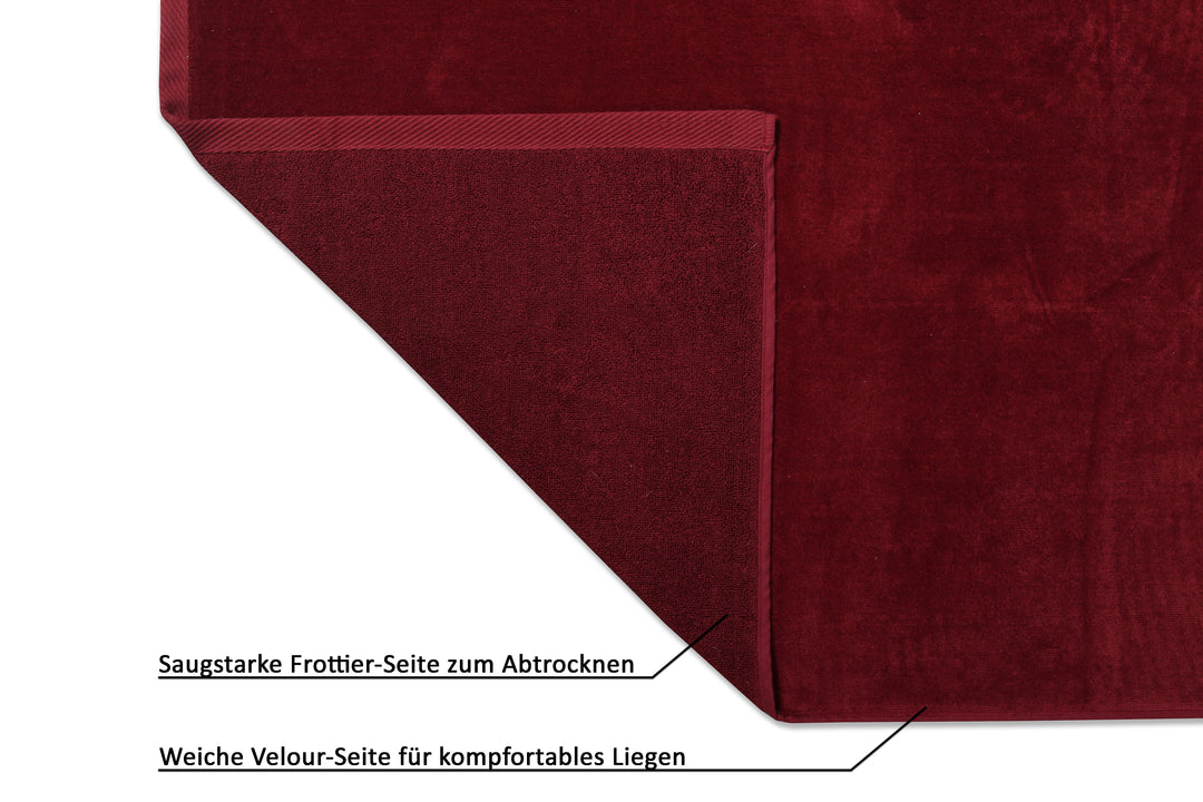 jilda-tex Uni-Strandtuch 100% Bio-Baumwolle 80x180 cm Badetuch Strandlaken Handtuch (Rot)