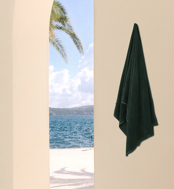 jilda-tex Uni-Strandtuch 100% Bio-Baumwolle 80x180 cm Badetuch Strandlaken Handtuch (Grün)