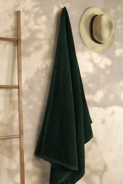 jilda-tex Uni-Strandtuch 100% Bio-Baumwolle 80x180 cm Badetuch Strandlaken Handtuch (Grün)