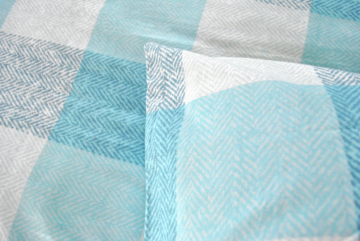 Bettwäsche - Biber - 100% Baumwolle 135x200 cm  "Classic squares - blue"