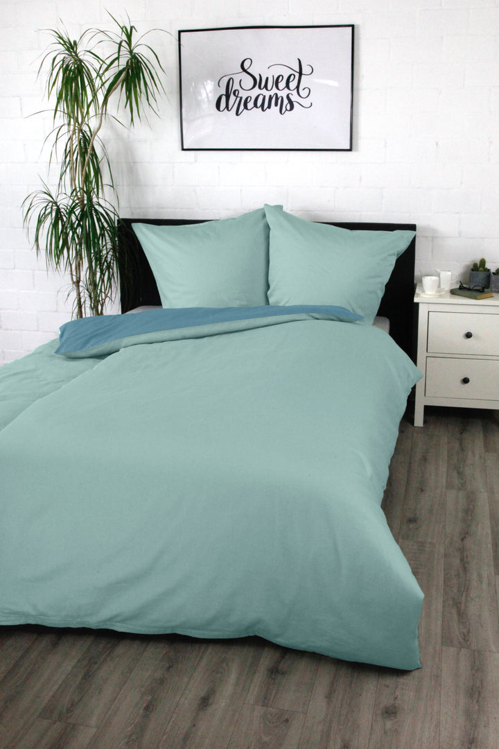 Satin Bettwäsche Uni "Mittelblau"