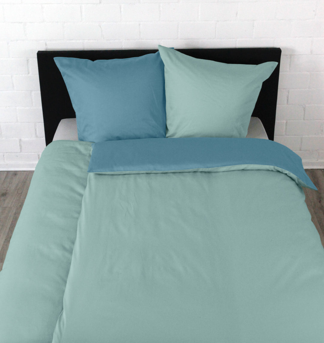 Satin Bettwäsche Uni "Mittelblau"