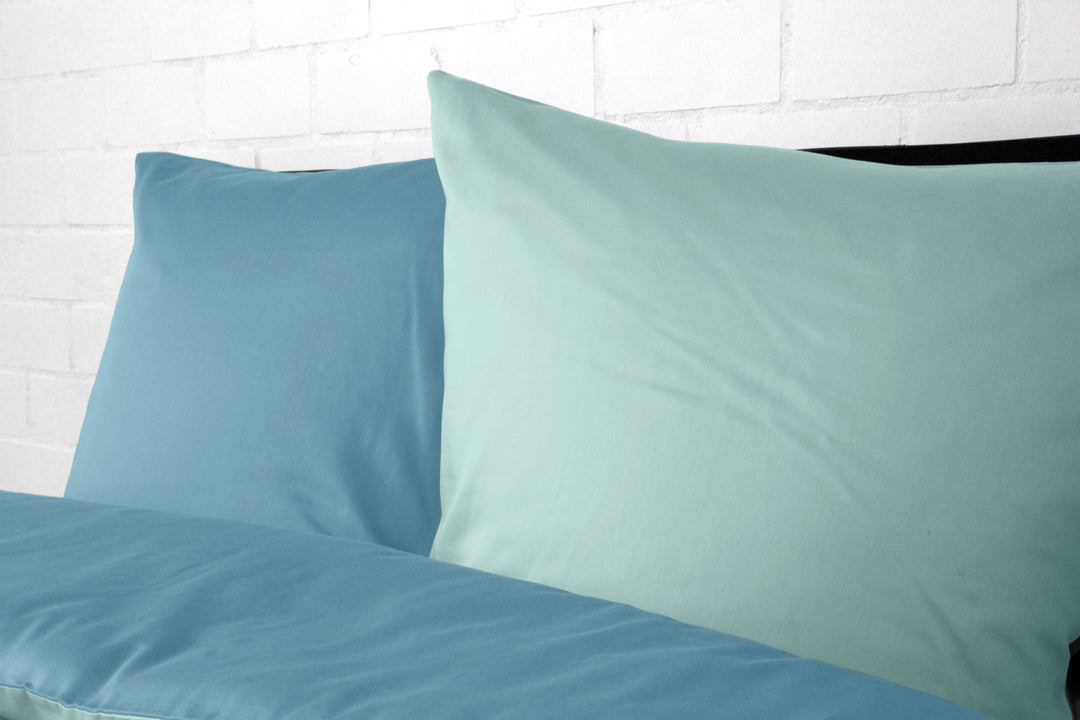 Satin Bettwäsche Uni "Mittelblau"