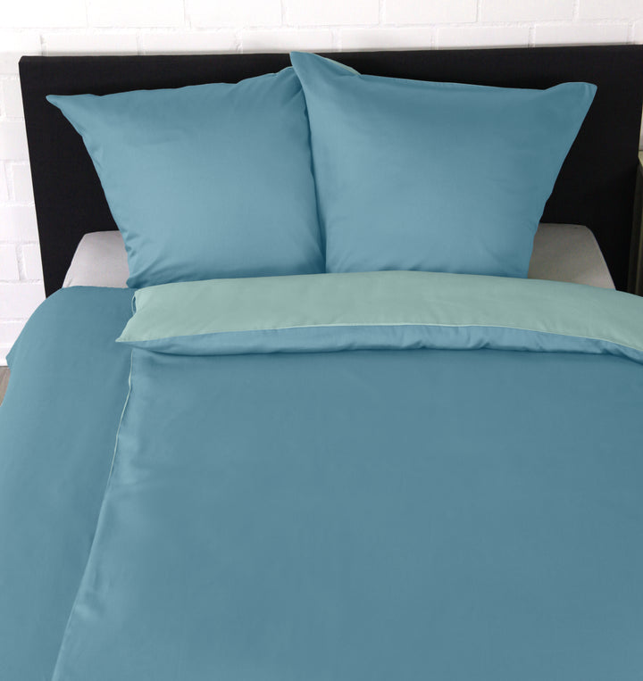 Satin Bettwäsche Uni "Mittelblau"