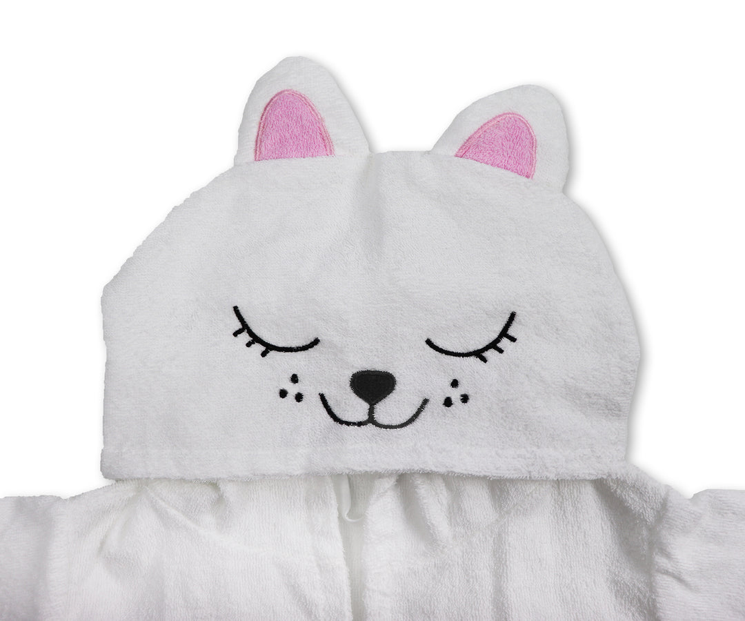 Bademantel Kinder - Happy Kitty White (M)