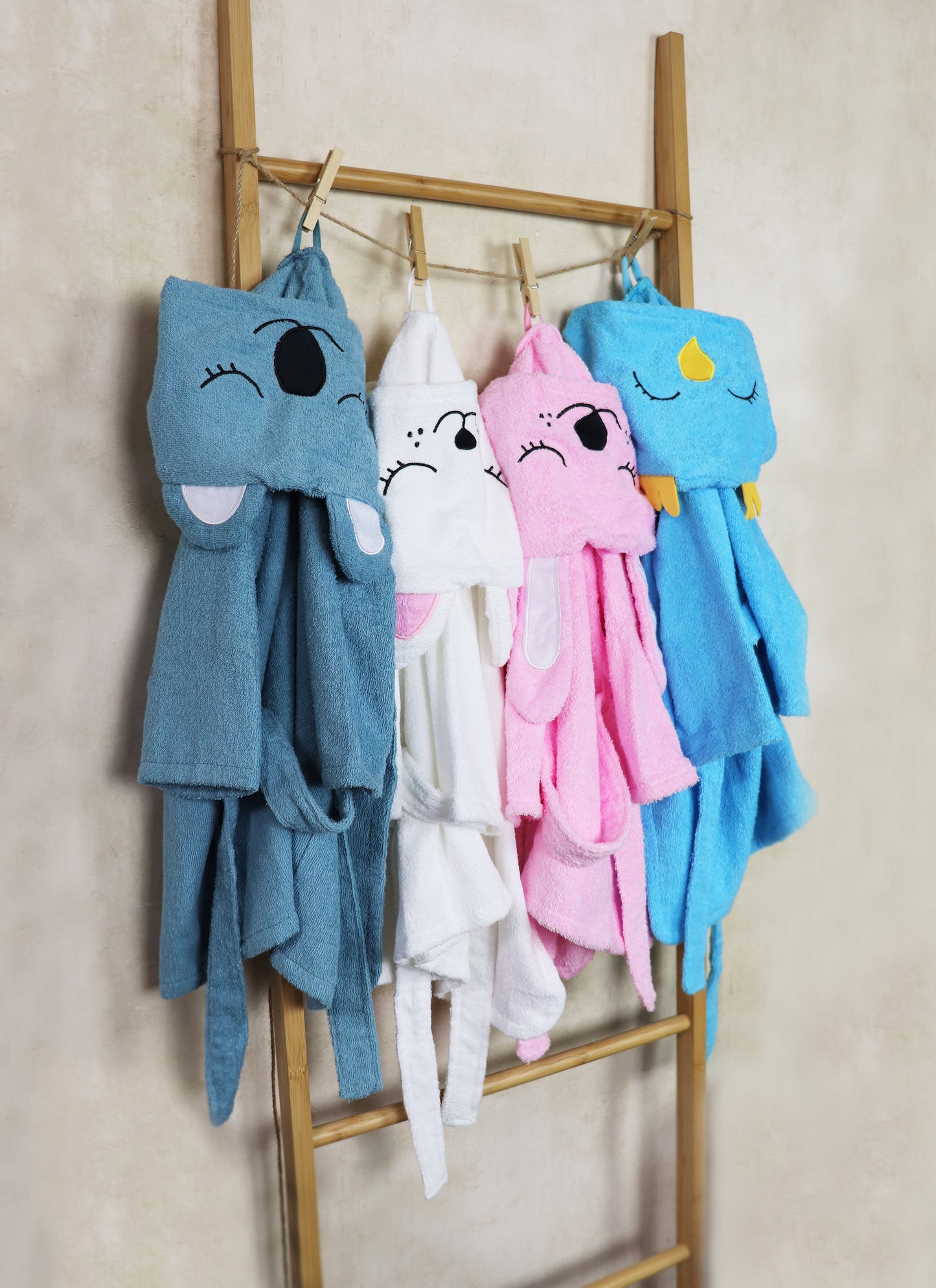 Bademantel Kinder - Happy Birdy Blue (M)