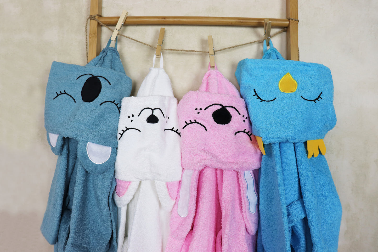 Bademantel Kinder - Happy Birdy Blue (M)