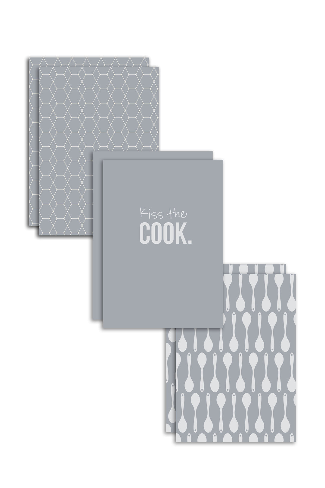 6er Geschirrtücher-Set "Kiss the Cook" (6x 50x70cm)