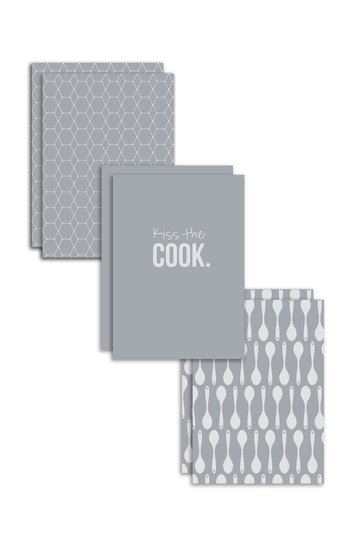 6er Geschirrtücher-Set "Kiss the Cook" (6x 50x70cm)