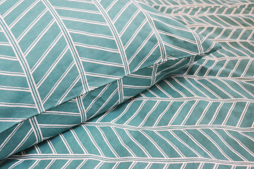 Biber-Bettwäsche - Modern Herringbone - Petrol