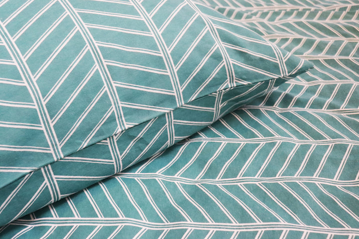 Biber-Bettwäsche - Modern Herringbone - Petrol