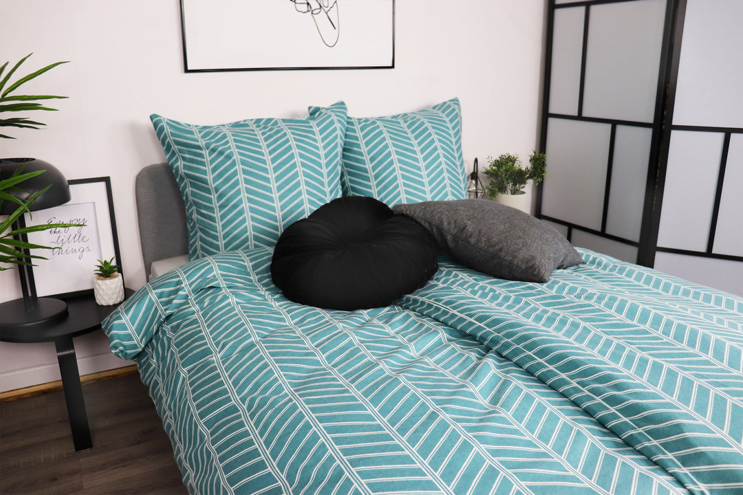 Biber-Bettwäsche - Modern Herringbone - Petrol