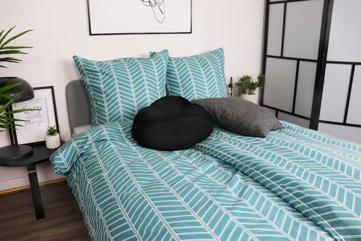 Biber-Bettwäsche - Modern Herringbone - Petrol