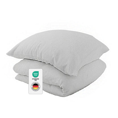 jilda-tex Bio-Bettwäsche Musselin Medina 100% Bio-Baumwolle Knitterlook Bügelfrei Uni Made in Green