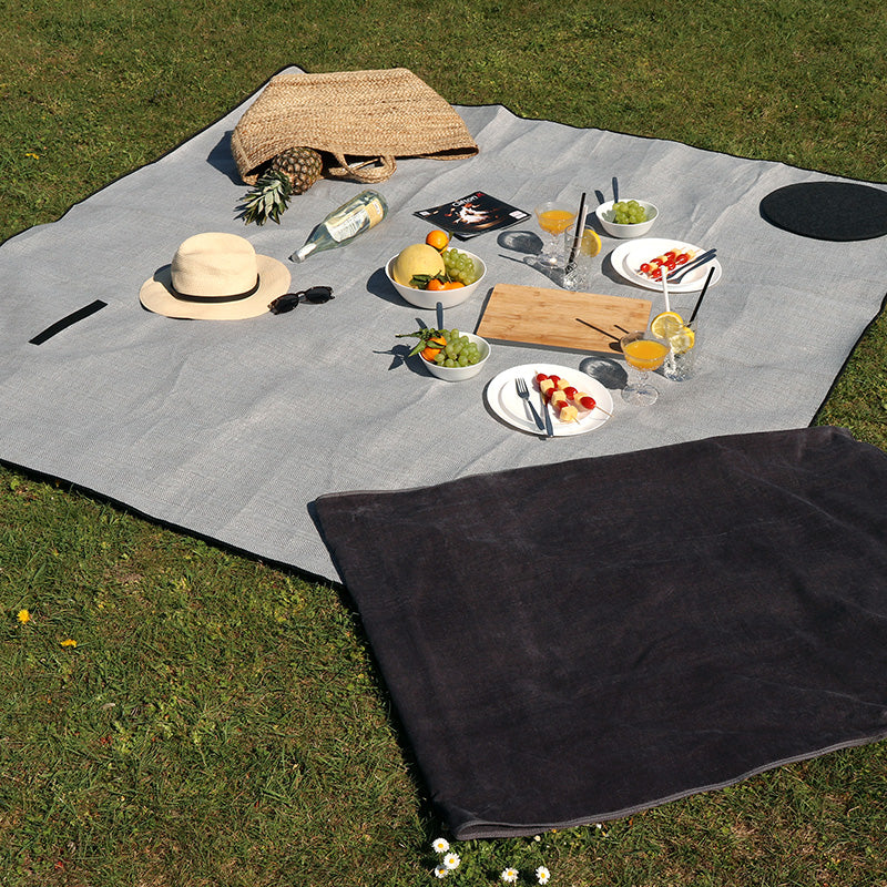 Picknickdecke / Campingdecke XXL Matte 200x200cm "Chillout - anthrazit"