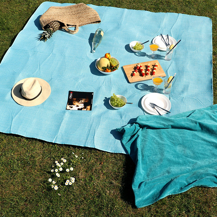 Picknickdecke / Campingdecke XXL Matte 200x200cm "Chillout - Petrol"