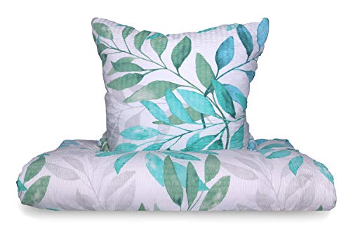 Seersucker-Bettwäsche "Botanic grün" (135x200cm + 80x80cm)