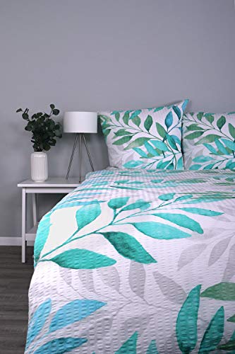 Seersucker-Bettwäsche "Botanic grün" (135x200cm + 80x80cm)