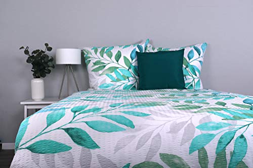 Seersucker-Bettwäsche "Botanic grün" (135x200cm + 80x80cm)