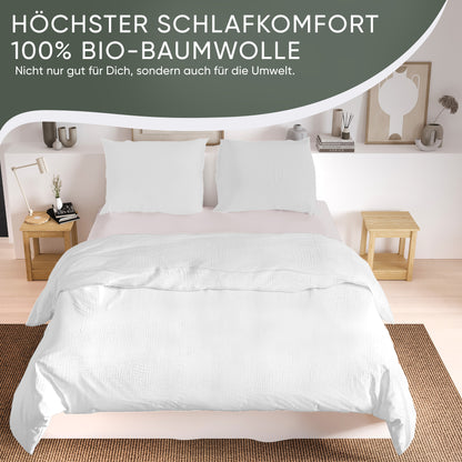 jilda-tex Bio-Bettwäsche Musselin Medina 100% Bio-Baumwolle Knitterlook Bügelfrei Uni Made in Green