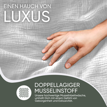 jilda-tex Bio-Bettwäsche Musselin Medina 100% Bio-Baumwolle Knitterlook Bügelfrei Uni Made in Green