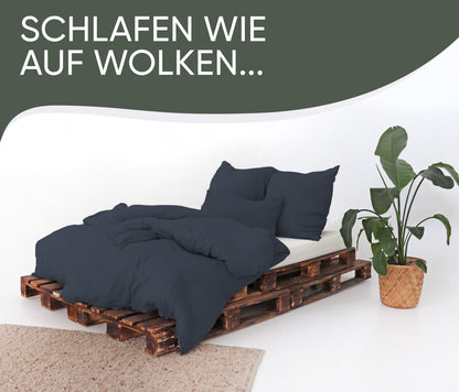 jilda-tex Bio-Bettwäsche Musselin Medina 100% Bio-Baumwolle Knitterlook Bügelfrei Uni Made in Green