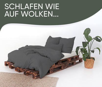 jilda-tex Bio-Bettwäsche Musselin Medina 100% Bio-Baumwolle Knitterlook Bügelfrei Uni Made in Green