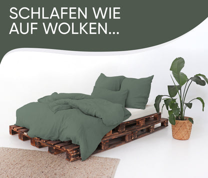 jilda-tex Bio-Bettwäsche Musselin Medina 100% Bio-Baumwolle Knitterlook Bügelfrei Uni Made in Green