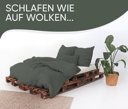 jilda-tex Bio-Bettwäsche Musselin Medina 100% Bio-Baumwolle Knitterlook Bügelfrei Uni Made in Green