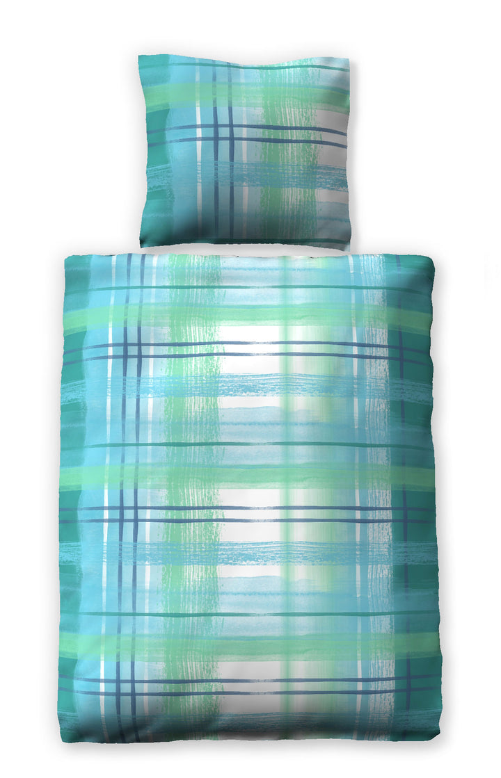 Seersucker-Bettwäsche "Watercolour blue" (135x200cm + 80x80cm)