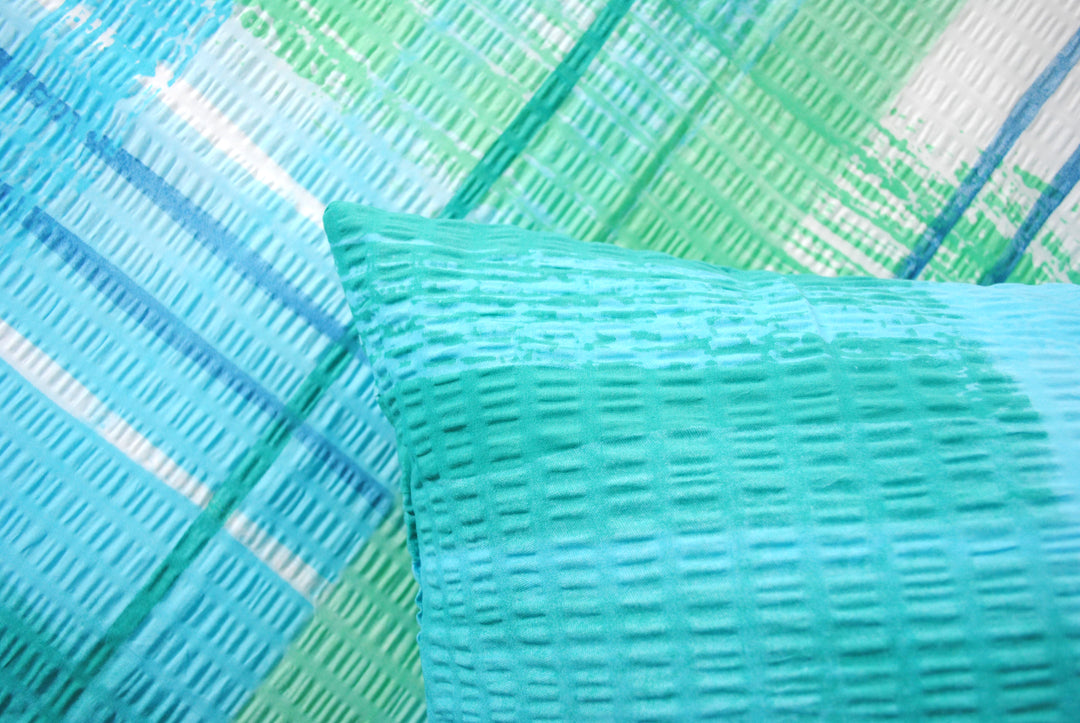 Seersucker-Bettwäsche "Watercolour blue" (135x200cm + 80x80cm)