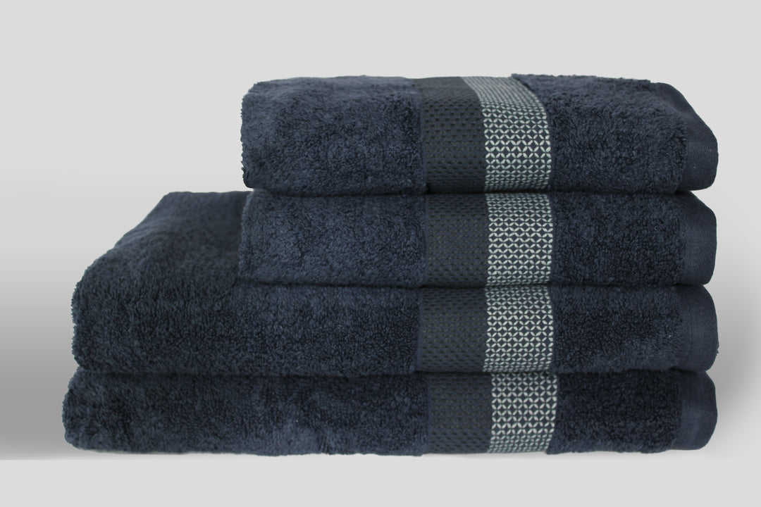 jilda-tex Handtuch Duschtuch Frottierware Set 100% Baumwolle Verschiedene Größen/Farben (2 x Handtuch + 2 x Duschtuch, Dunkelblau)