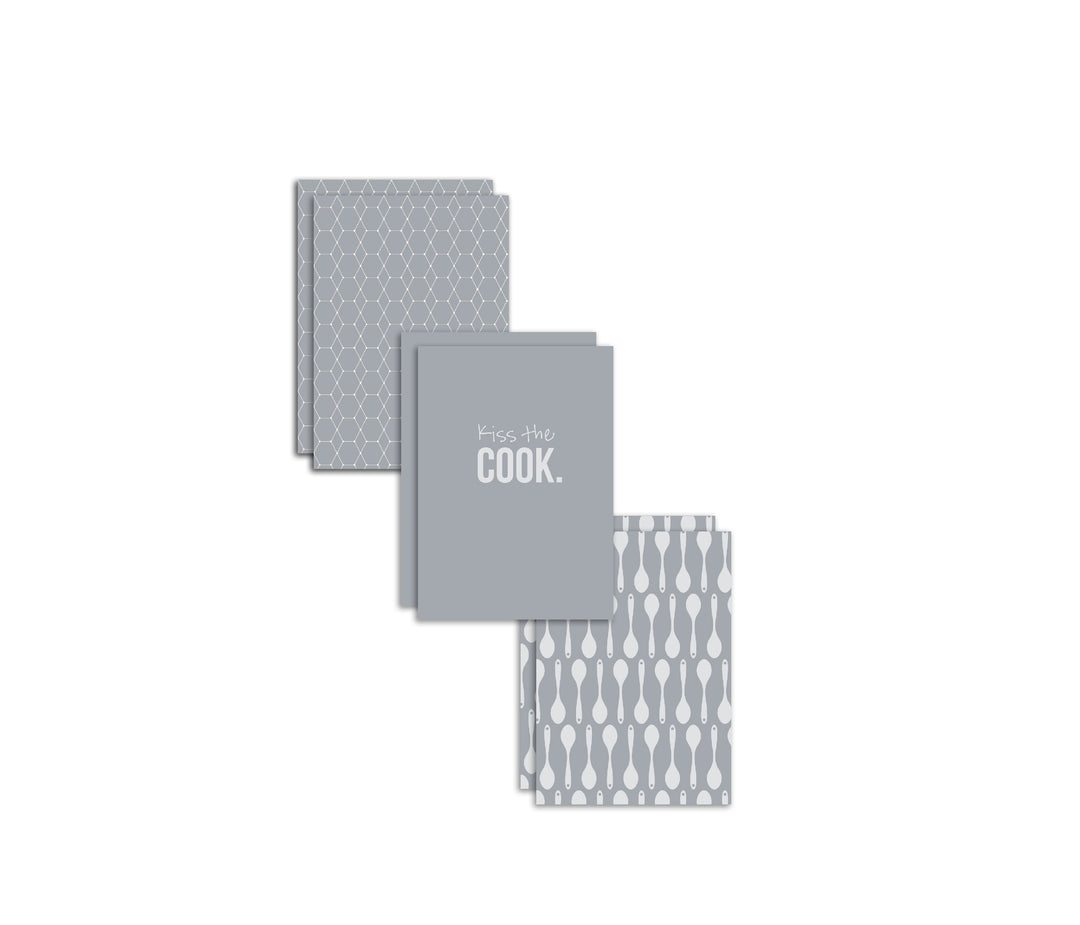 6er Geschirrtücher-Set "Kiss the Cook" (6x 50x70cm)