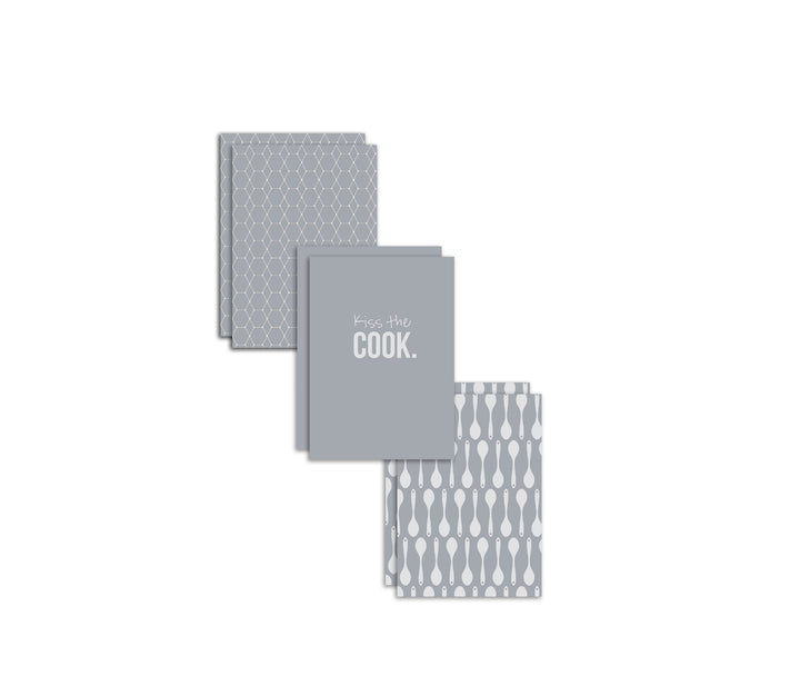 6er Geschirrtücher-Set "Kiss the Cook" (6x 50x70cm)