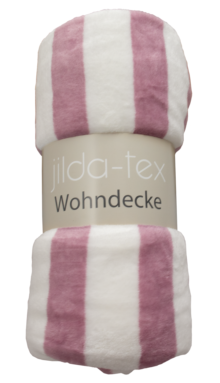 Wohndecke (STOCK) printed pink-white-stripes