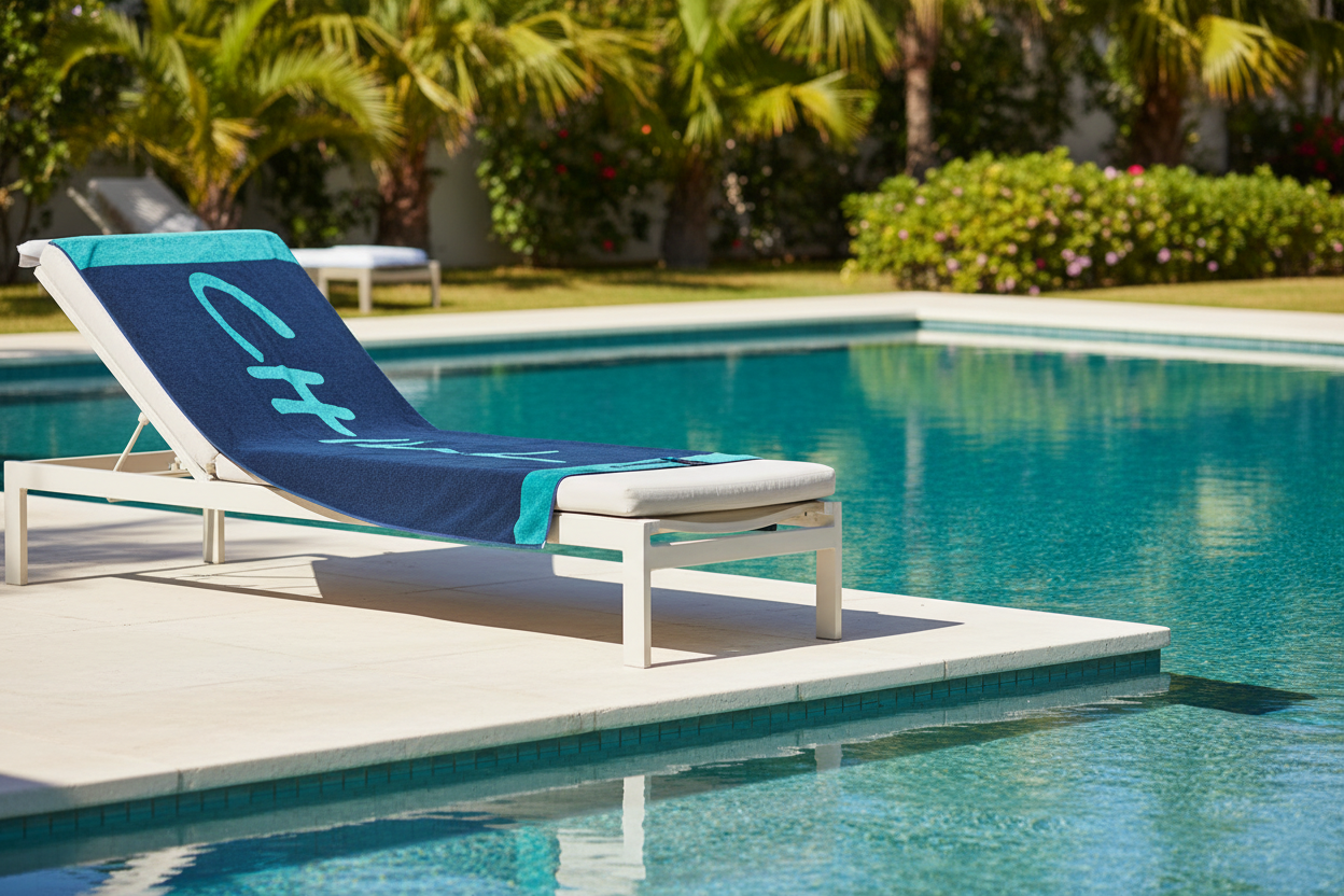 Strandtuch Chill Blue am Pool